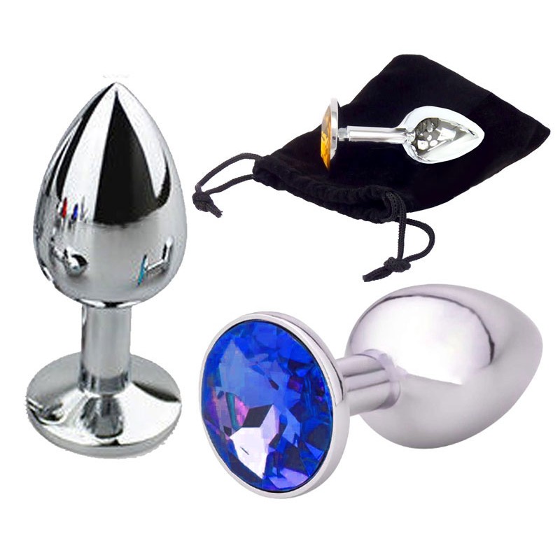 Adora Silver Jewel Princess Butt Plug - Dark Blue - Large